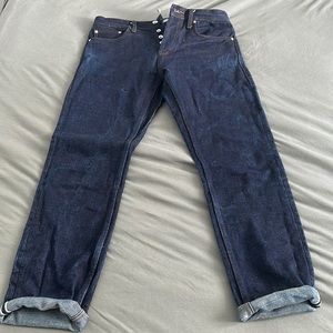 Unbranded Brand UB221 Heavyweight 21oz Selvedge Denim Jeans, Tapered Fit Size 34